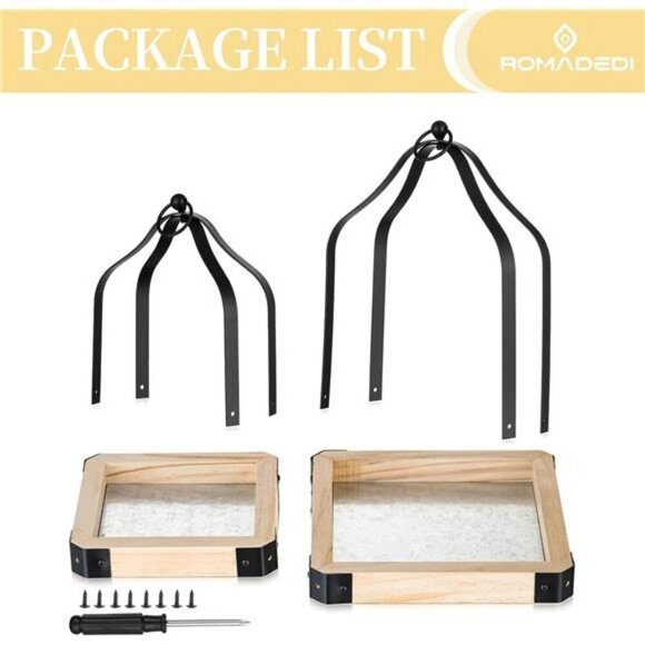 Romadedi Farmhouse Lantern Set Rustic Wood Candle Holders Home Table Decor - Picture 5 of 8